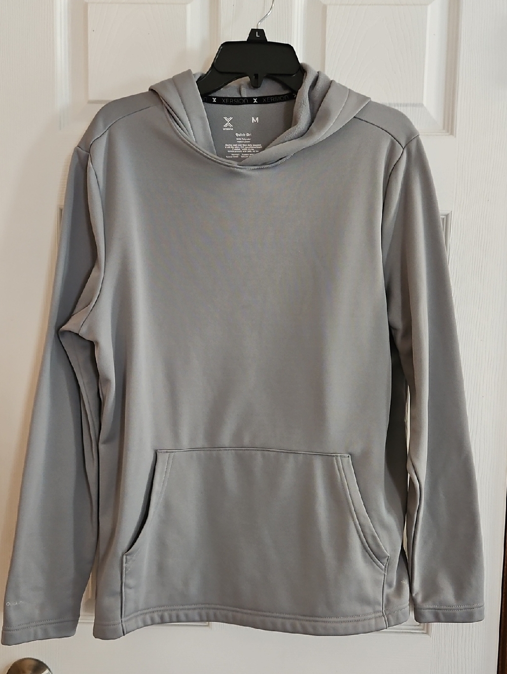 XERSION Quick-Dri Light Gray Hooded Pullover Sweatshirt Mens MEDIUM EXC COND
